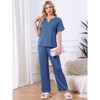 INSPIRE CHIC Womens Silky Pajama Sets Soft Lounge Sets Summer Pajamas Satin Short Sleeve V-neck - 2 of 4