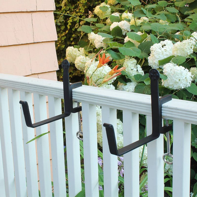 22&#34; Wide Rectangular Flower Box Copper Plated Galvanized Steel with Black Wrought Iron Clamp-On Brackets - ACHLA Designs, 5 of 6