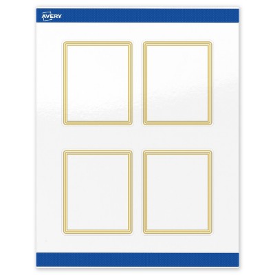 Avery 4" x 3-1/3" Labels, Gold Multi-Lined Border, 40 ct