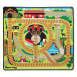 Melissa & Doug Round the Rails Train Rug With 3 Linking Wooden Train Cars  (39 x 36 inches)