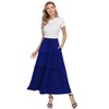 Womens Boho Pleated Midi Skirt Ruffle Tiered Tie Waist Flowy Long Skirts with Pockets - 4 of 4