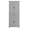 Bathroom Storage Cabinet with Doors and Drawer, Multiple Storage Space, Adjustable Shelf, Grey - 3 of 4