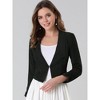 INSPIRE CHIC Women's Regular Fit Notched Lapel Ruched Sleeve Business Crop Blazer - 2 of 4