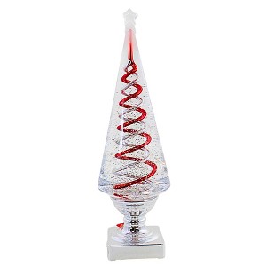 Roman 14.0 Inch Lighted Swirl Red Spiral Tree Led Confetti Lites Tree Sculptures - 1 of 3