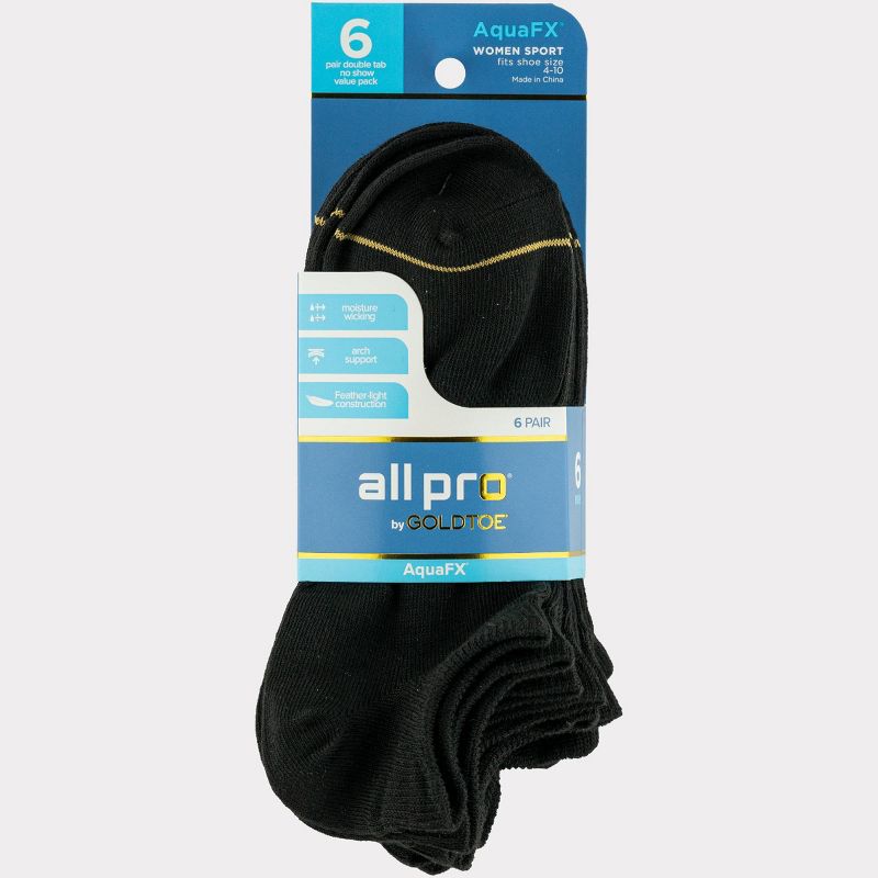 All Pro Women's 6pk No Show Double Tab Athletic Socks - 4-10, 2 of 4