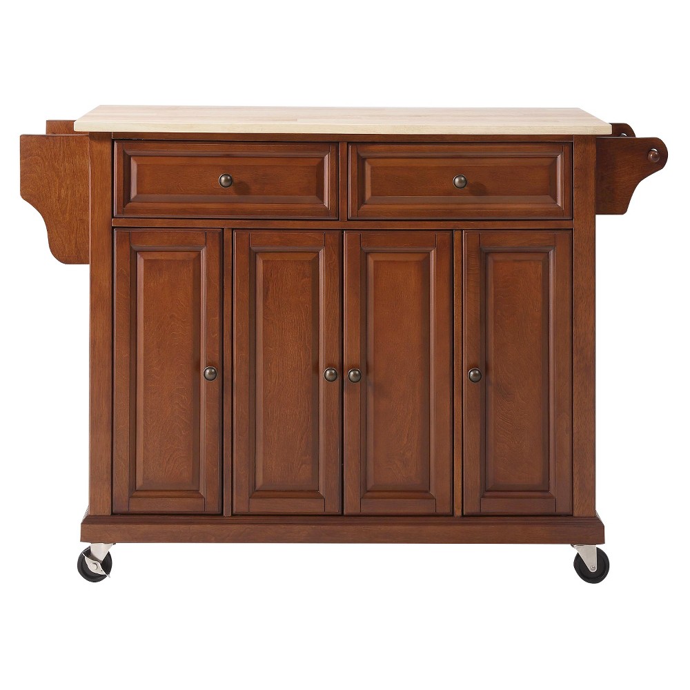 Photos - Other Furniture Crosley Natural Wood Top Kitchen Cart - Cherry 