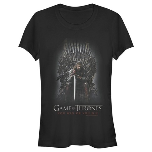 Juniors Womens Game Of Thrones Ned On Iron Throne T-shirt - Black ...