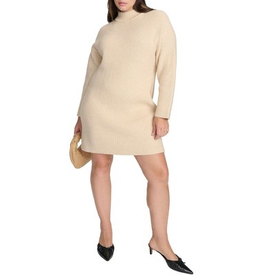ELOQUII Elements Marled Knit Mock Neck Mini Dress