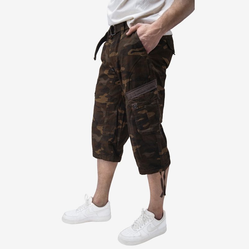 X RAY Men’s Belted 18 Inch Below Knee Long Cargo Shorts (Big & Tall), 3 of 5