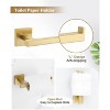 Itopfox 4 Piece Brushed Gold Bathroom Hardware Set SUS304 Stainless Steel Toilet Paper Holder Towel Ring 2 Hooks Wall Mounted - 3 of 4