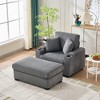 Lyngins Modern Upholstered Lounge Sofa Chair with Ottoman & Phone Stand,Oversized Accent Chair for Living Room,Bedroom - 2 of 4