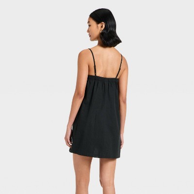 Women's Button-Front Linen Mini Dress - A New Day - image 2