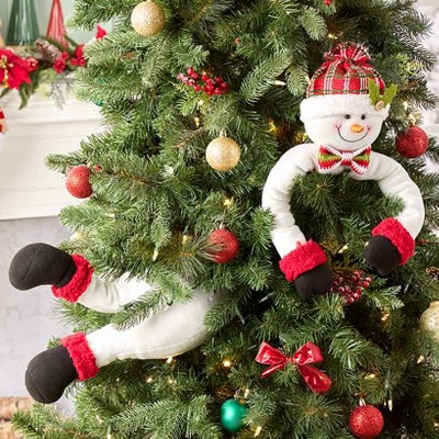 Snowman Christmas Tree Character Decoration with Red Accents
