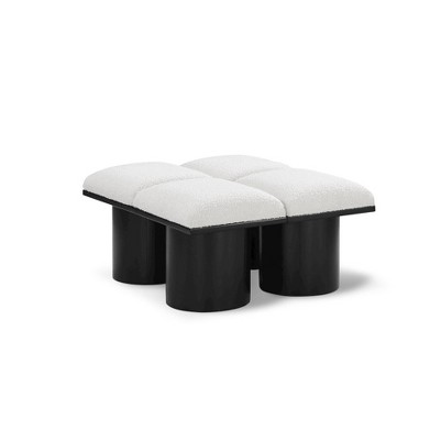 cream boucle fabric/black finish