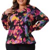 Agnes Orinda Women's Plus Size Fashion Casual Boho Abstract Print V Neck Long Sleeve Chiffon Blouses - image 2 of 4