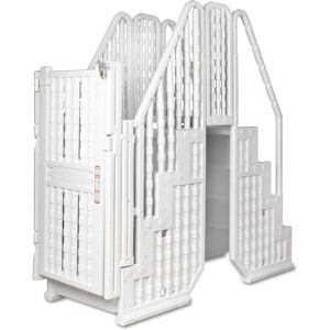 Poolzilla Pool Step Set for Above Ground Pools with Crossover Bridge, and a Lockable Gate - for 48’’ to 54’’ in. Above Ground Pools - 1 of 4