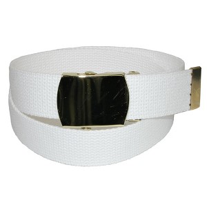 CTM Kids' Cotton Adjustable Belt with Brass Military Buckle - 1 of 4