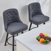 Zeus & Ruta Set of 2 360° Swivel Counter Height Stools with 26" Linen Upholstered Bar and Wood Legs - 4 of 4