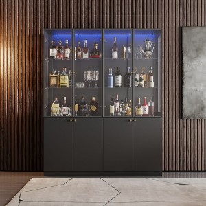 Famapy Wine Cabinet with RGB LED Lights,Glass Panels & Gold Details,Display Cabinet,Elevate Your Wine Collection and Home Bar Aesthetic - 1 of 4