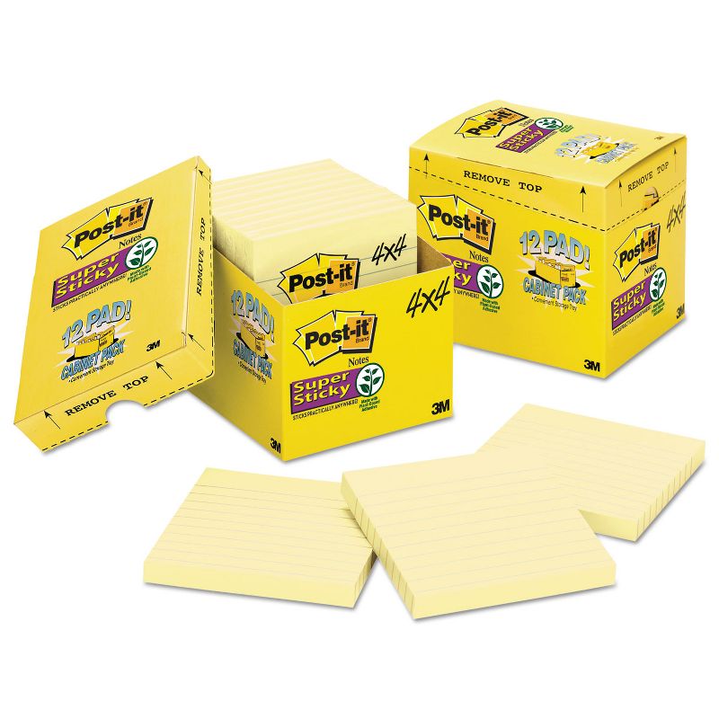 Post-it Canary Yellow Note Pads Lined 4 x 4 90-Sheet 12/Pack 67512SSCP, 1 of 9