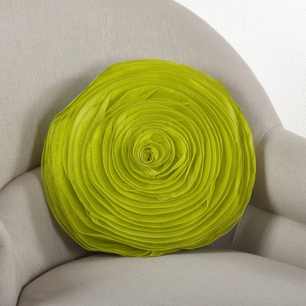 Photos - Pillow 13"x13" Rose Design Poly Filled Square Throw  Lime - Saro Lifestyle