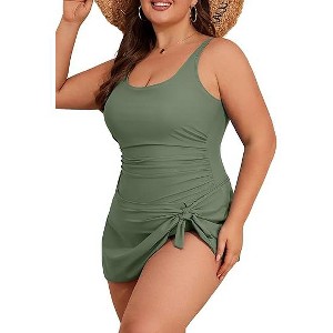 Eomenie Plus Size Swimdress for Women One Piece Swimsuit Tummy Control Swim Dresses Skirt Bathing Suit - 1 of 3