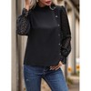 Coolmee Women's Business Casual Tops Sheer Lace Long Sleeve Blouses Work Office Pleated Shirt Fall Formal Outfits - 3 of 4