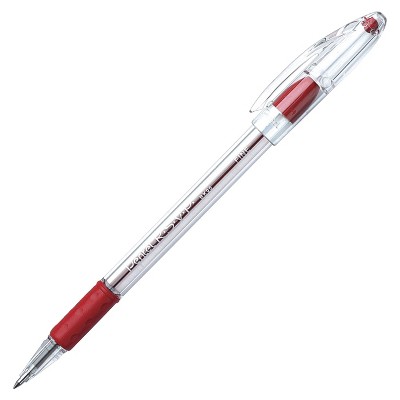 Pentel R.S.V.P. Refillable Ballpoint Pen, 0.7 mm Fine Tip, Red Ink, Clear Barrel, pk of 12