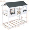 NicBex Twin Over Twin Bunk Bed with Safety Guardrail and Roof,Wood Twin Loft Bed with Ladder and Window,Noise Reduced Bunk Bed for Bedroom - 3 of 4