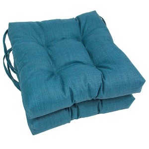 Blazing Needles, 16-inch Spun Polyester Solid Outdoor Square Tufted Chair Cushions (Set of 2) - 1 of 1
