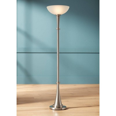 Brushed Nickel 70" Torchiere Floor Lamp with Glass Shade