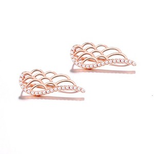 14K Gold Plated Angel Wing earring crawlers with Swarovski Crystals - 1 of 4