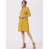 Allegra K Women's Round Neck Short Puff Sleeve Tiered Boho Smocked Dresses - 4 of 4