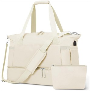 Gym Bag for Women, Personal Item Travel Bag, Shoe Compartment, Wet Pocket & USB Port - 1 of 4