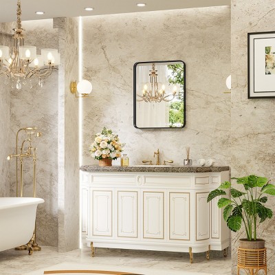SEVOBAL Decorative Wall Mirrors Bathroom Contemporary Design Wall Mirror  Long Lasting Durable For Vanity Living Room, Black, 35.4"*1.3"*23.6"