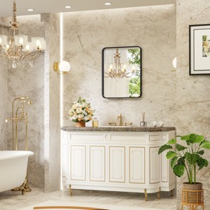 SEVOBAL Decorative Wall Mirrors Bathroom Contemporary Design Wall Mirror  Long Lasting Durable For Vanity Living Room, Black, 35.4"*1.3"*23.6" - 1 of 4