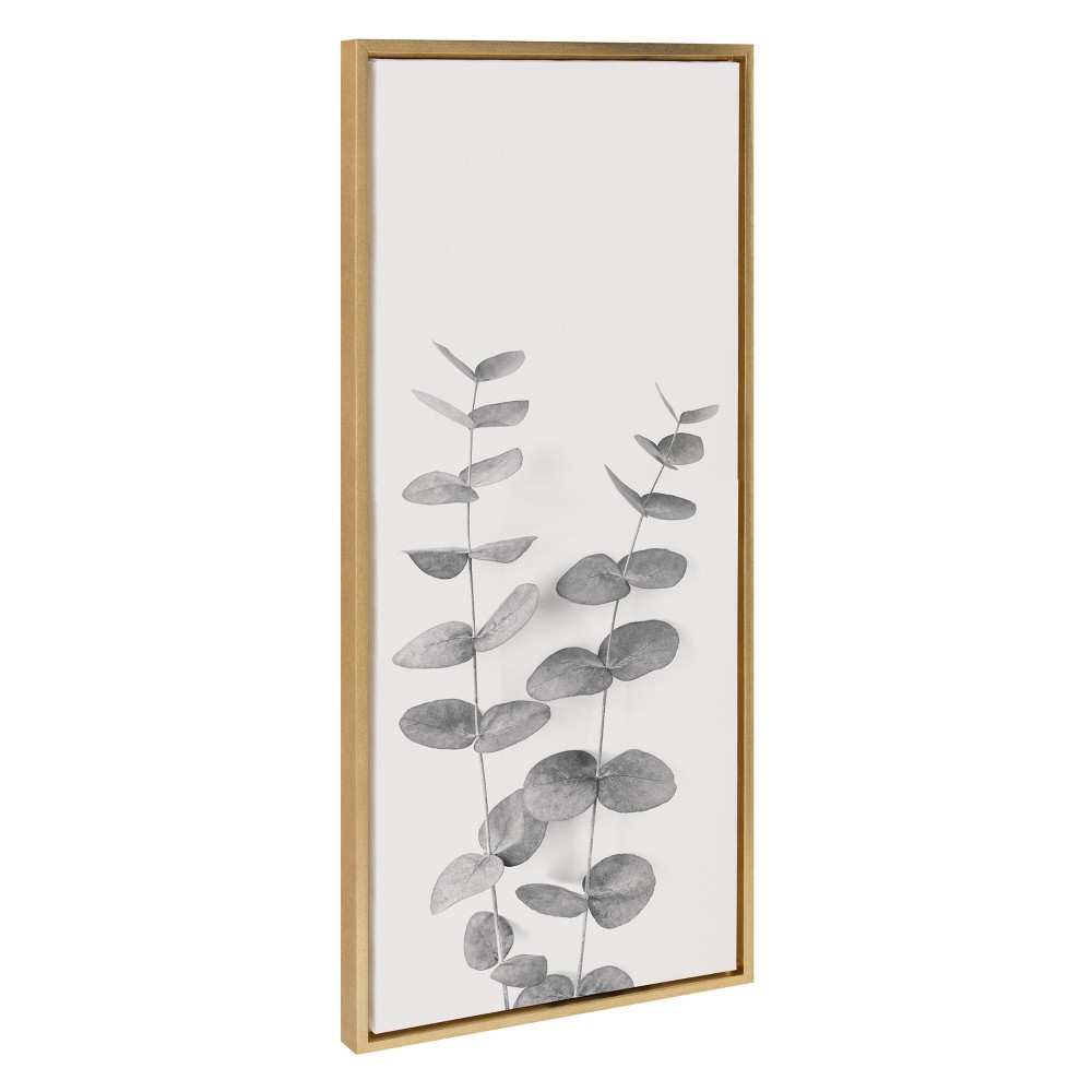 Photos - Other Decoration 18" x 40" Sylvie Eucalyptus II Gray and Soft White Canvas by Creative Bunch Gold - Kate & Laurel All Things Decor : Framed B