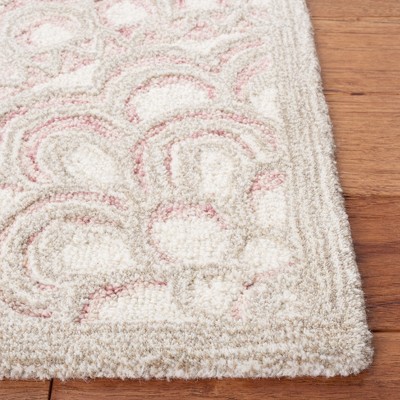 Ivory Floral Hand-Tufted Wool Rug 4' x 6' - Non-Slip Rectangular Design