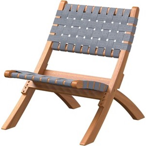 Balkene Home 63637 Sava Indoor/Outdoor Folding Chair – Low-Slung Portable Acacia Wood with Woven Seat & Back, Porch, Lawn, Garden, Gray Webbing - 1 of 4