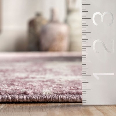 Deedra Pink and Ivory Abstract Runner Rug