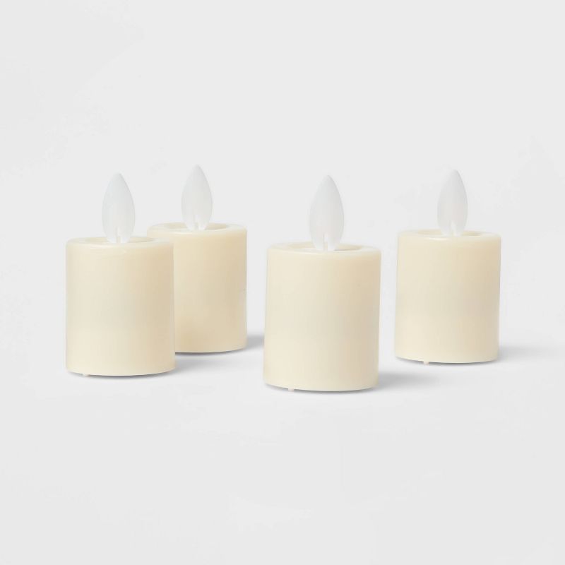 1.50&#34; x 1.75&#34; 4pk LED Votive Flickering Flame Candle Cream - Threshold&#8482;, 4 of 9