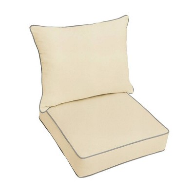 Sunbrella Charcoal Grey Indoor Outdoor Deep Seat Pillow Chair Cushion Set 
