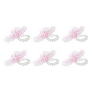 Unique Bargains Durable Adjustable Elastic Pearls Bracelet Pink - 1 of 4