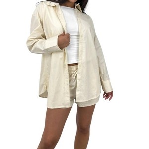 Women's Button Down Poplin Shirt - NIA - 1 of 4