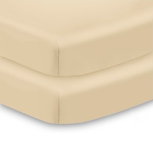 BreathableBaby All-in-One Fitted Sheet & Waterproof Cover, For 38" x 24" Mini Crib Mattress (2-Pack), Beige - 1 of 4