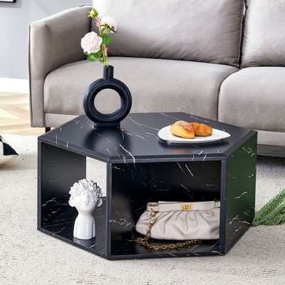 NicBex Modern Hexagonal Textured-Pattern Coffee Table with Storage,Center Table for Living Room,Multi-Hole Design Furniture