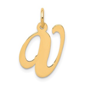 Black Bow Jewelry 14k Yellow Gold, Ella Collection Medium Fancy Script Initial V Pendant - 1 of 4