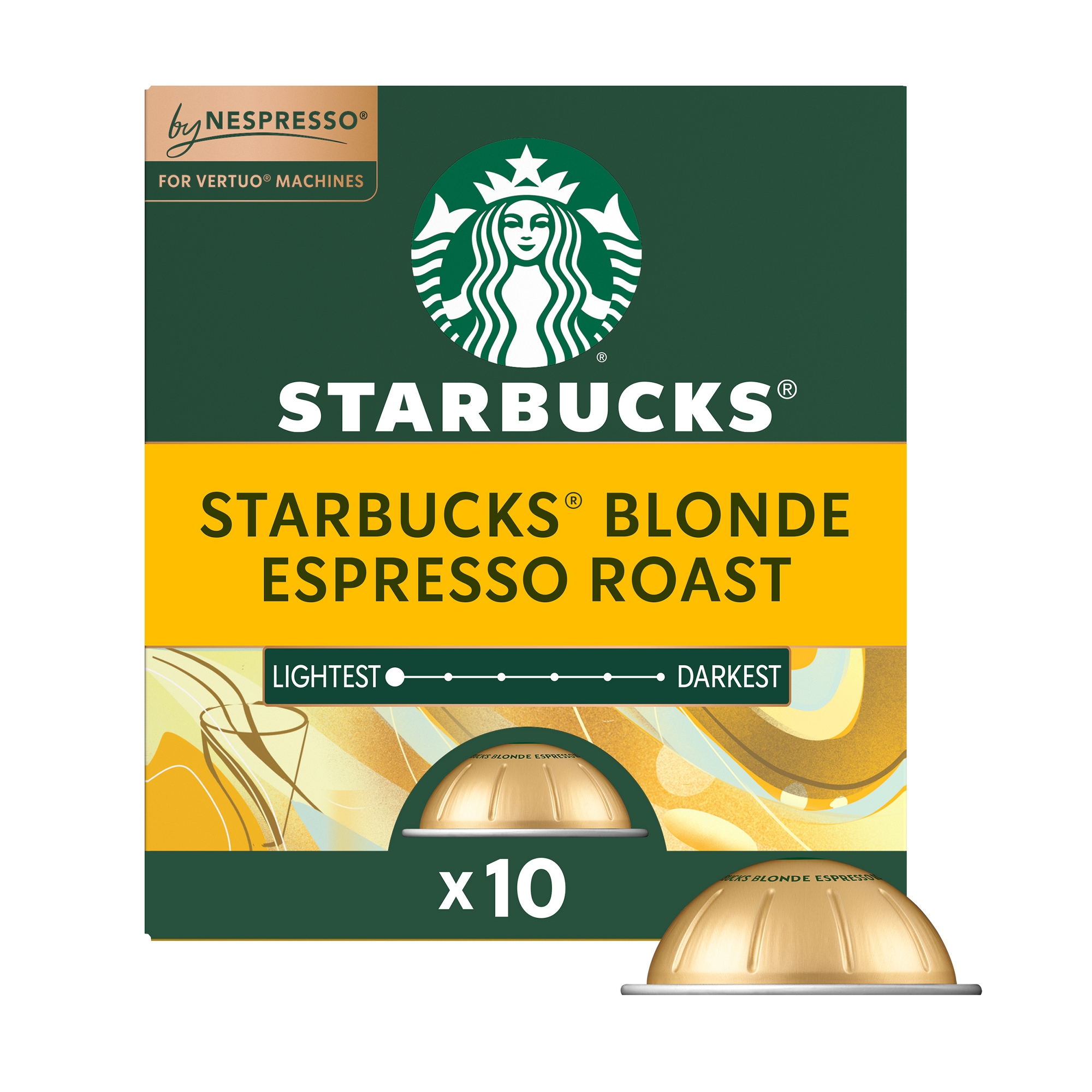 Starbucks by Nespresso Vertuo Capsules Blonde Espresso Light Roast Coffee Pods - 10ct