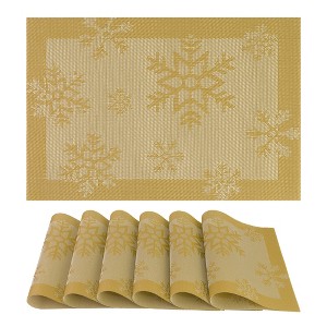 REGALWOVEN Fall Placemats Set of 6 Plastic Placemats for Dining Table Decor, Washable Kitchen Table Mat with Snowflake Pattern - 1 of 4