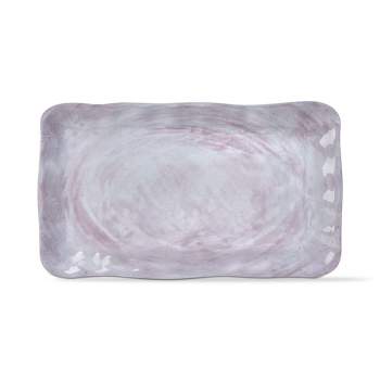 tagltd 17.3L in. x 11W in. Merida Cracked Glaze Solid Melamine Serving Platter   Indoor Outdoor Rectangle White
